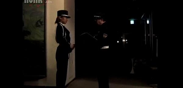  Japanese guard rapped by two guys and creampied.